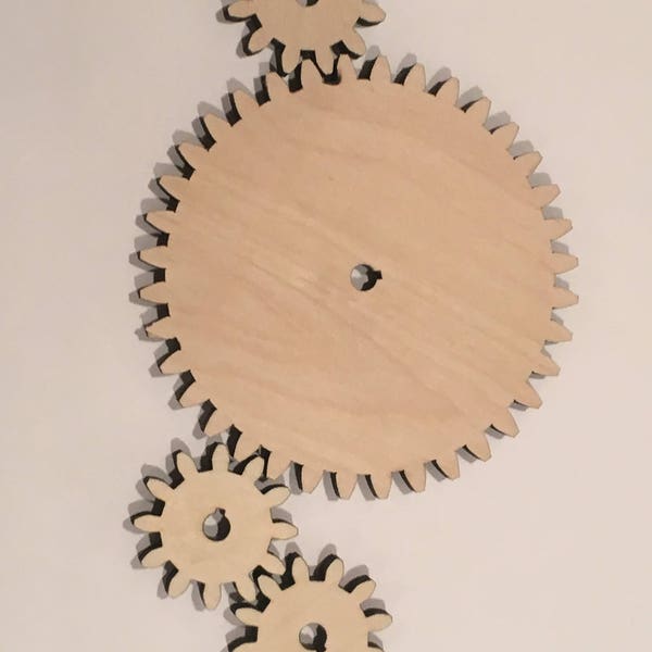 Laser Cut Wooden Gears, Size Interchangeable