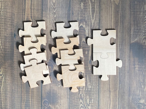 Wooden Puzzle Pieces Set of 10 Interlocking Blanks for Crafts - Custom Size & Thickness - Handmade in Ohio USA