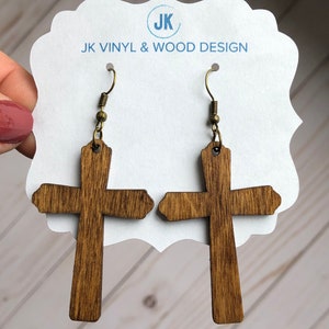 Cross Earrings, Wooden Earrings, Lightweight Earring, Teardrop earrings, Religious earrings, Multiple Colors, Made in Ohio E119