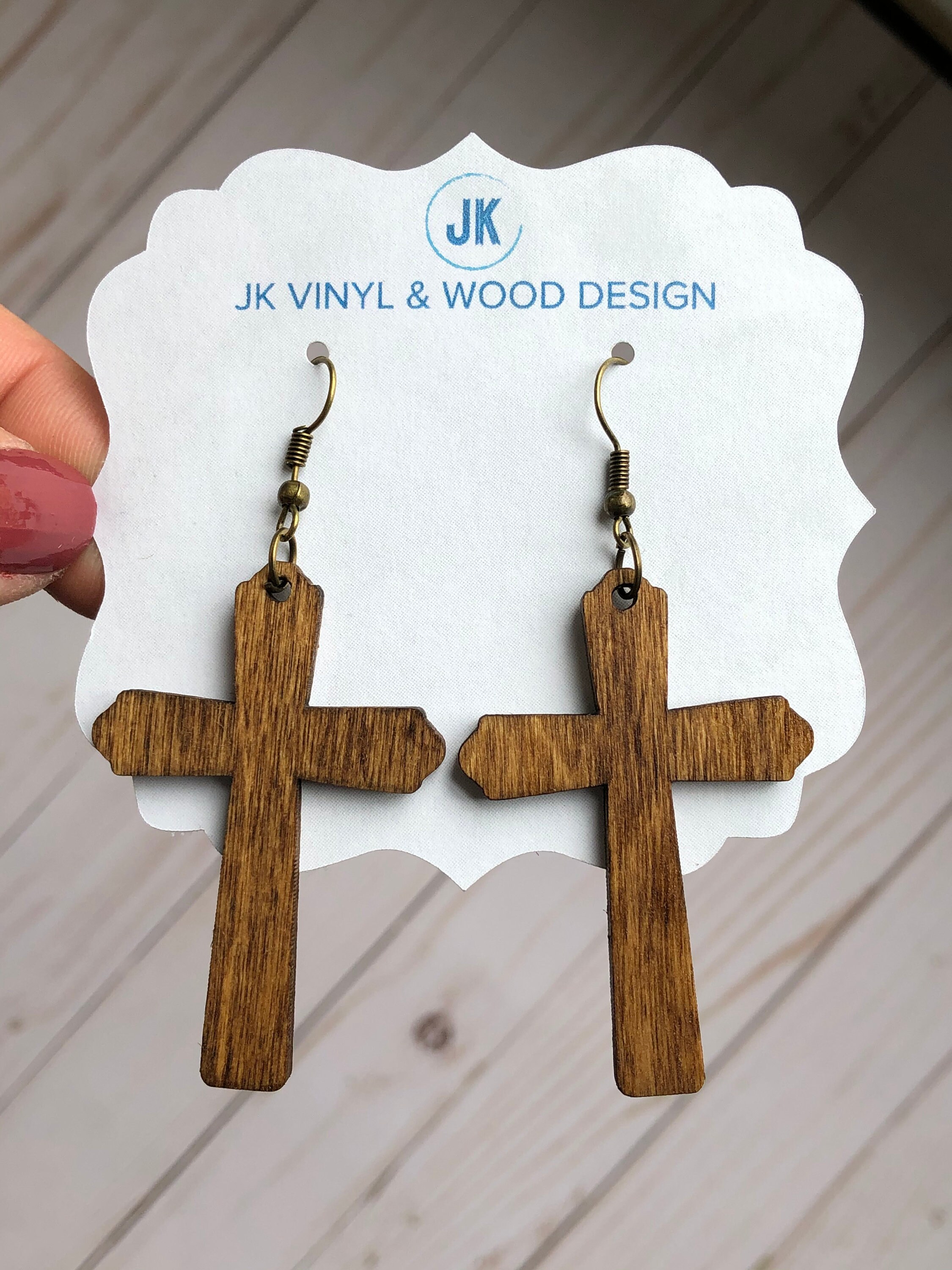 Wooden on sale cross earrings