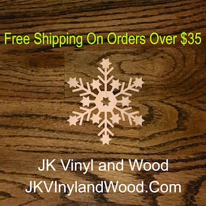Laser Cut Wood Snowflake, Wooden Cutout, A070