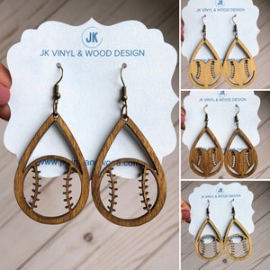 Baseball Earrings, Wooden Earrings E116