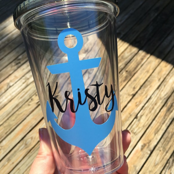 Personalized Anchor Tumbler, Sail Away, Refuse to Sink, Nautical Tumbler, Bridesmaid Tumbler, Personalized Cup, Beach, Set Sail tumbler