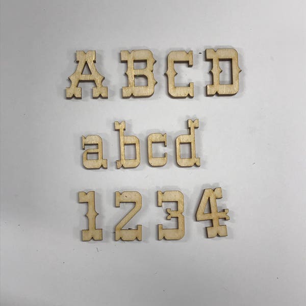 Laser Cut Wooden Letters, Up to 16", Multiple Thickness,  Wood Crafting Supply, Western Style Lettering, One Letter or Number of Choice