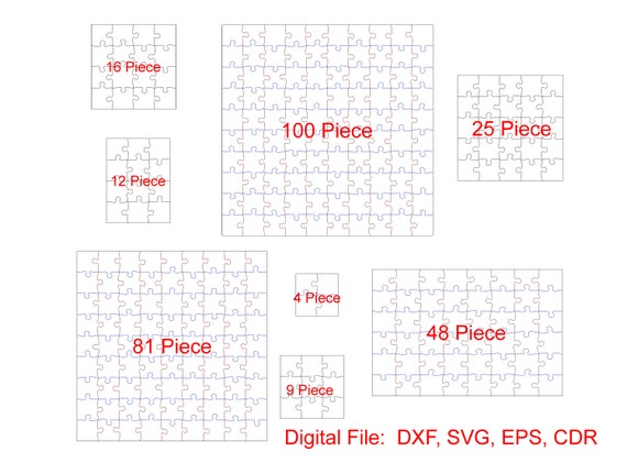 Printable Rompecabezas 25 Piezas Puzzle SVG, DXF, CDR Templates
