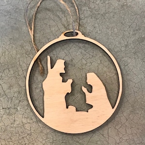 Nativity Christmas Tree Ornament, Laser Cut Wood