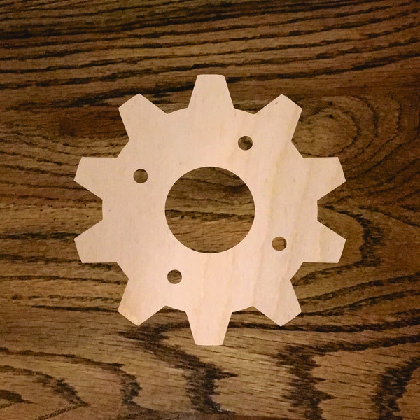 Decorative Gear Wood Cutout, Laser Cut Wood, A029