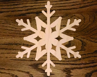 Wood Snowflake Cutout, Laser Cut Wood Shapes, A069