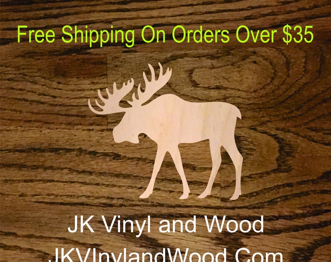 Wooden Moose Cutout, Laser Cut Wood. A583