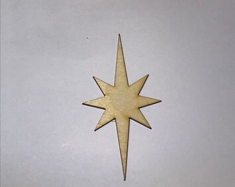 North Star, Christmas Star, Laser Cut Wood, Multiple Thickness, Sizes up to 60 Inches (5 feet), A359
