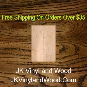 6 Piece Blank Wooden Puzzle, Laser Cut Wood
