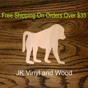 Baboon Wood Cutout, Monkey Laser Cut Wood, A112