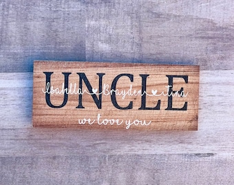 Uncle Personalized Name Wooden Fridge Magent.  Awesome gift for your favorite Uncle!, C137