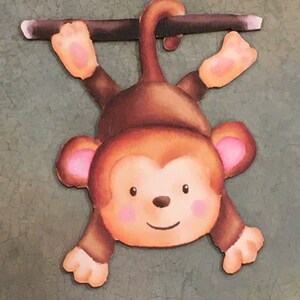 Laser Cut Monkey Wood Shape, Printed Monkey, Multiple Thickness, Crafting Wood, Nursery, Baby Room