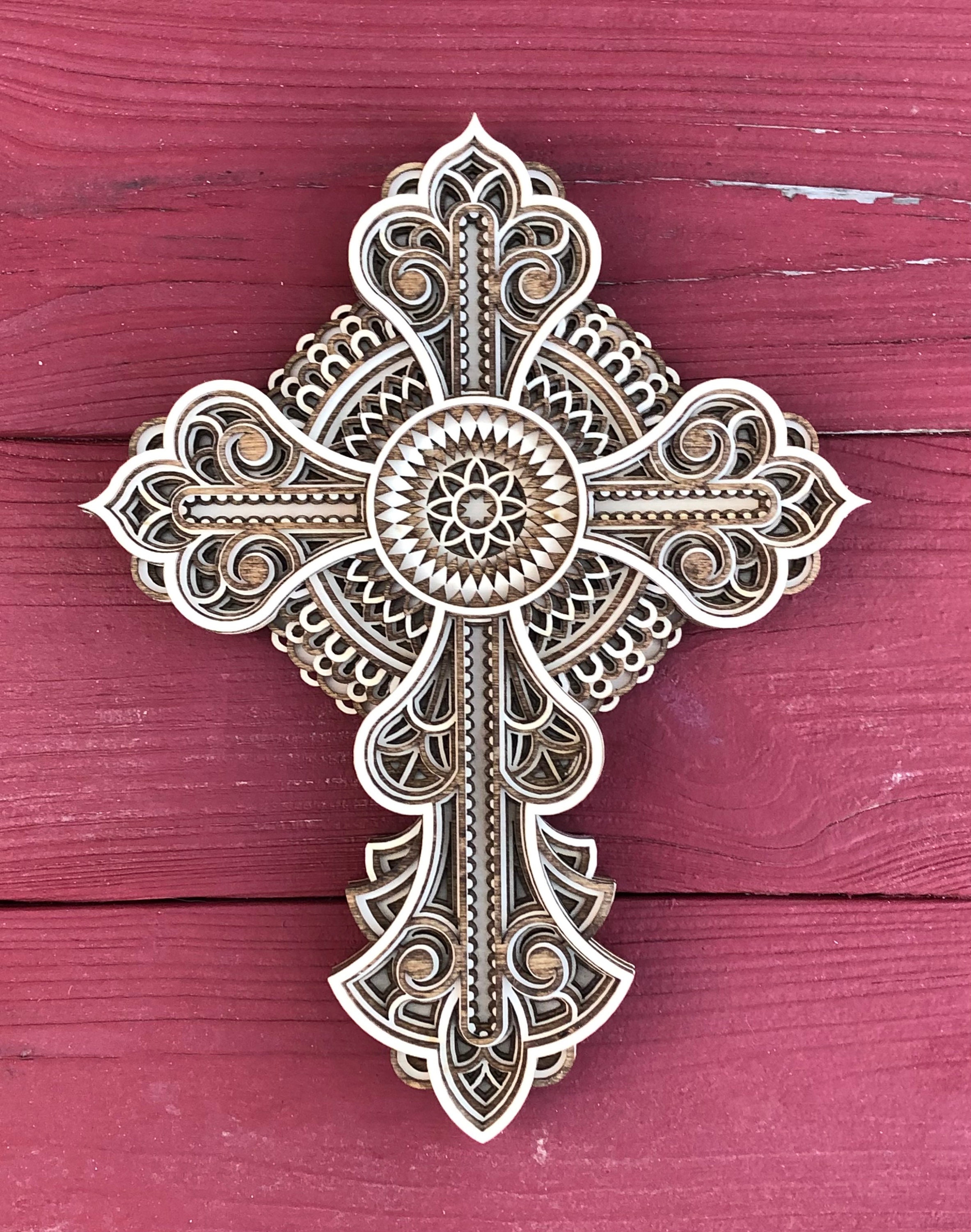 Beautiful 7 Layered Wooden Cross Mandala Wall Hanging 3D Etsy