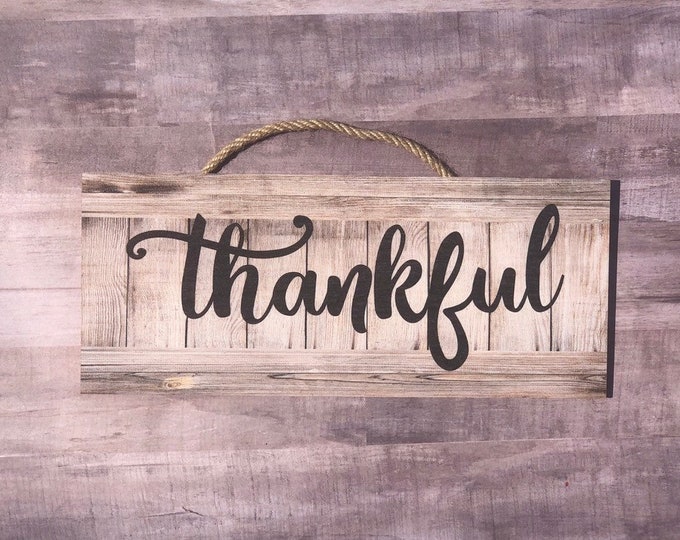 Thankful, Wooden Wall Sign