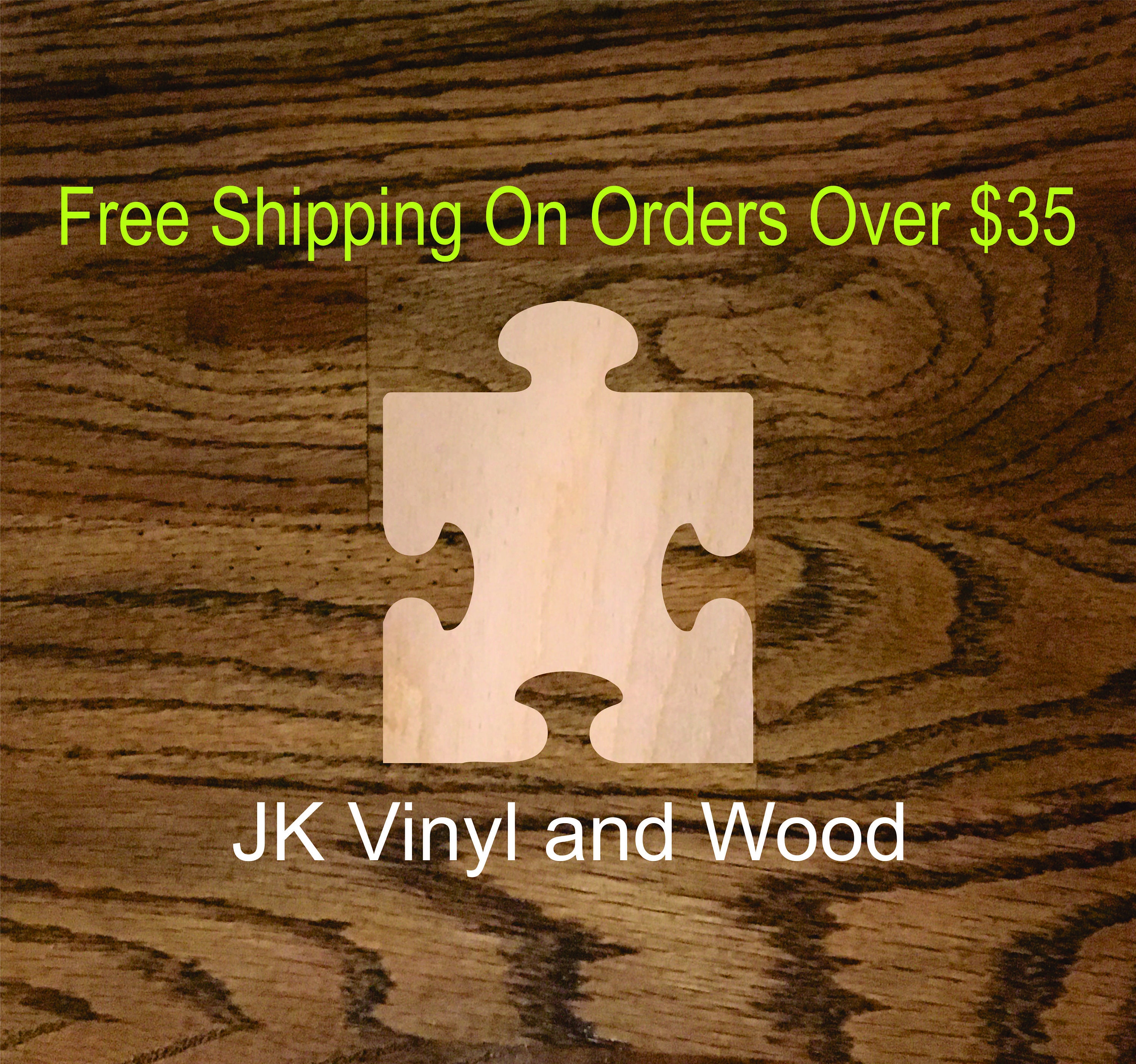 Puzzle Piece Wooden Cutout, Laser Cut Wood, A022