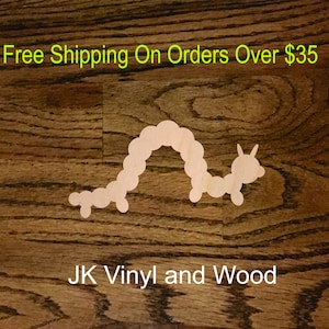 Inchworm Wood Cutout, Worm Laser Cut Wood, A208