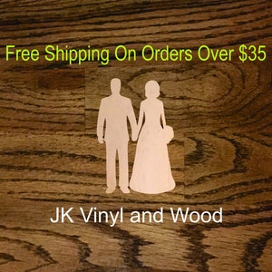 Wedding Couple - Laser Cut Out Unfinished Wood Shape Craft