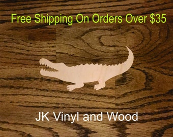 Wooden Alligator Cutout, Crocodile, Croc,  Laser Cut Wood, A085