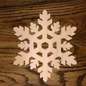 Laser Cut Wooden Snowflake, Wood Cutout, A070-3