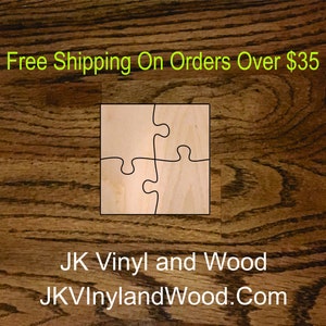 4 Piece Blank Wooden Puzzle, Laser Cut Wood