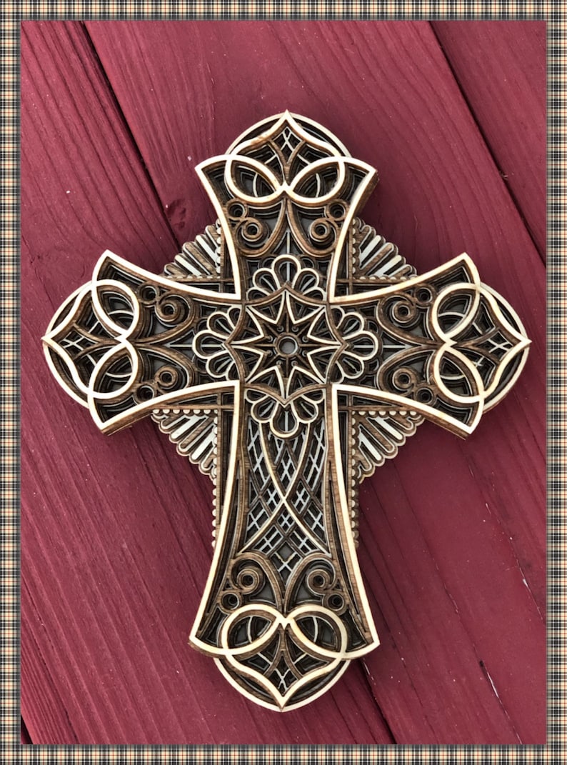 Beautiful 7 Layered Wooden Cross Wall Hanging Laser Cut Wood Etsy