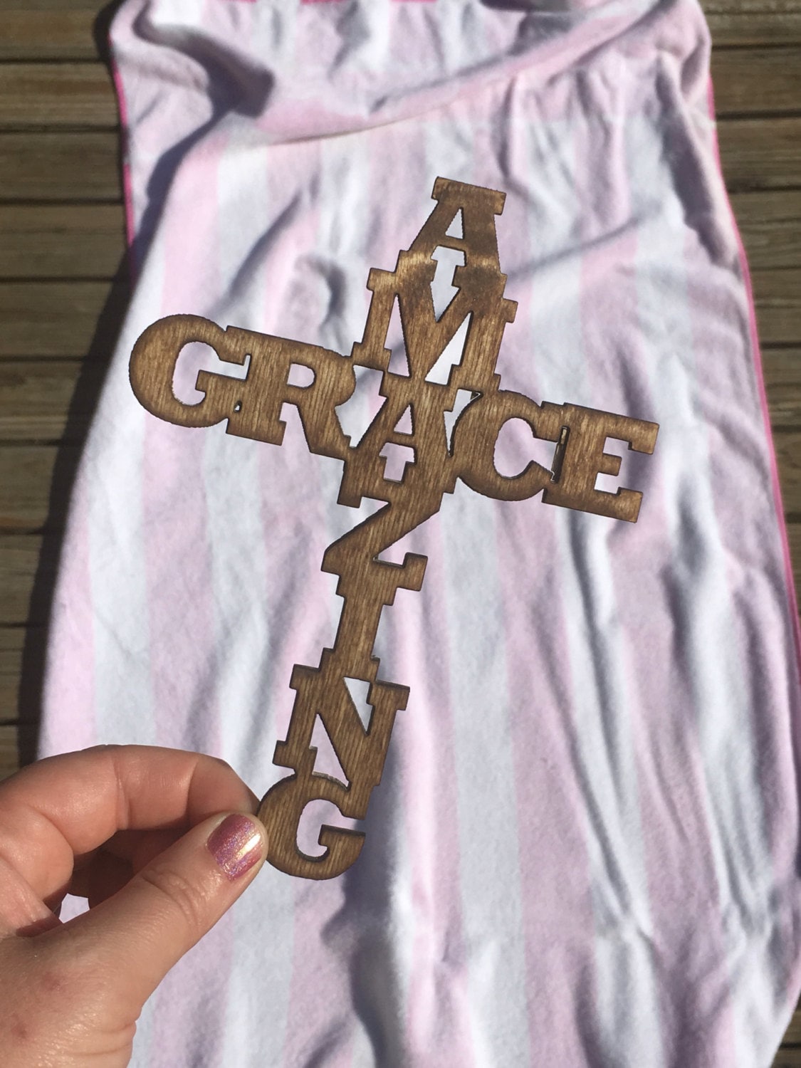 Laser Cut Wood Amazing Grace 18 tall Unfinished