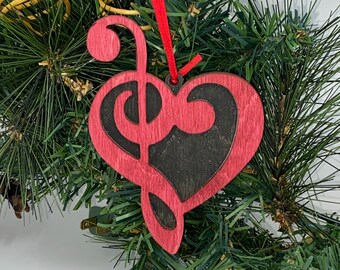 Multi Layered Music Love Christmas Tree Ornament.  4.5" Tall.  X109 RB