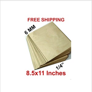 21  Pieces of 8.5" x 11" Birch Plywood 1/4", 6MM, Laser Engraving, CNC, Brilliant Color, Wood for Glowforge and other cutters, Grade BB/BB