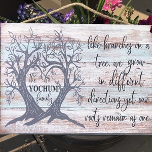 Personalized Family Like Branches on a Tree Wooden Wall Decor, 10x14", Family Gift, Wedding Gift, Gift for Her, Wall Sign, Wall Hanging P344