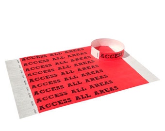 Pre-Printed Custom wristbands, event wristbands, party wristbands, child safety wrist bands made of Tyvek paper (100 Per Pack)