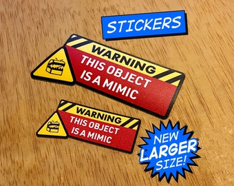 This Object Is A Mimic, D&D, Mimic Warning Sticker, RPGs, Dungeons and Dragons Sticker, DM, DnD, RPG  Laptop Computer Skateboard Decal, D20