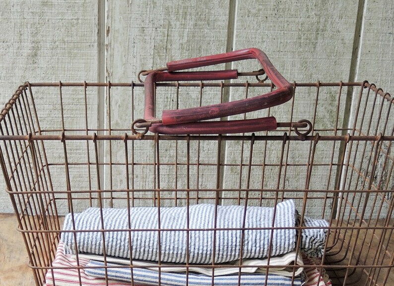 Vintage Wire Metal Super Market Shopping Basket Industrial Etsy