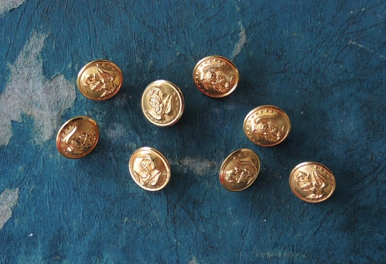 Vintage Gold Metal US Navy Buttons Cheshire Button Co Set of 8 Etsy