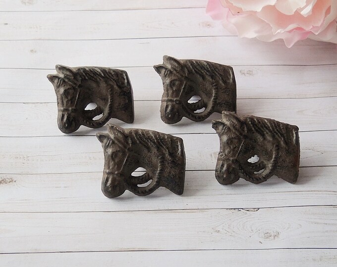 Horse Head Knobs Set of 4 Drawer Pulls Unpainted DIY Projects Etsy