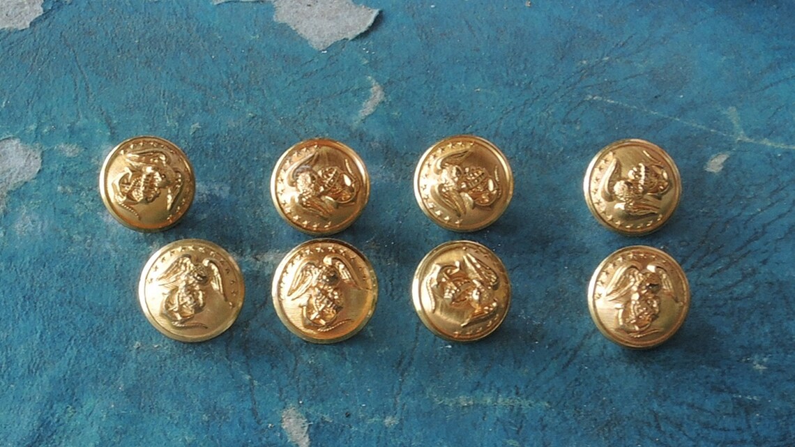 Vintage Gold Metal US Navy Buttons Cheshire Button Co Set of 8 Etsy