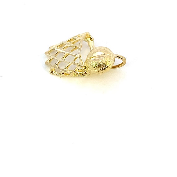 14k yellow gold vintage estate basketball and net… - image 5