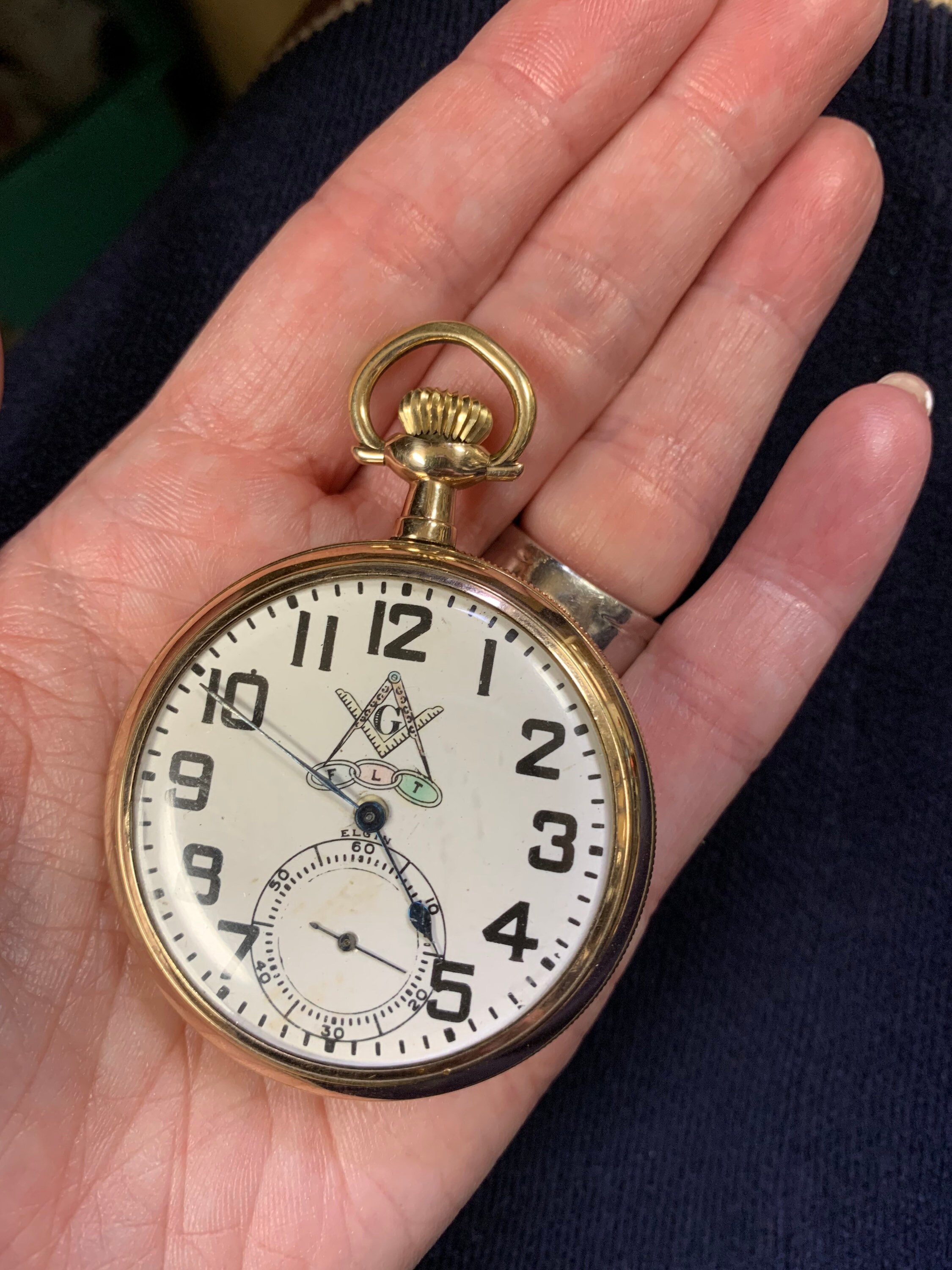 Vintage Pocket Watch Masonic Pocket Watch Elgin Gold Filled 7