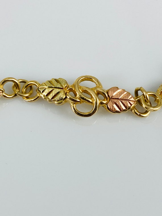 Vintage 10K Black Hills Gold Bracelet with Leaf a… - image 3