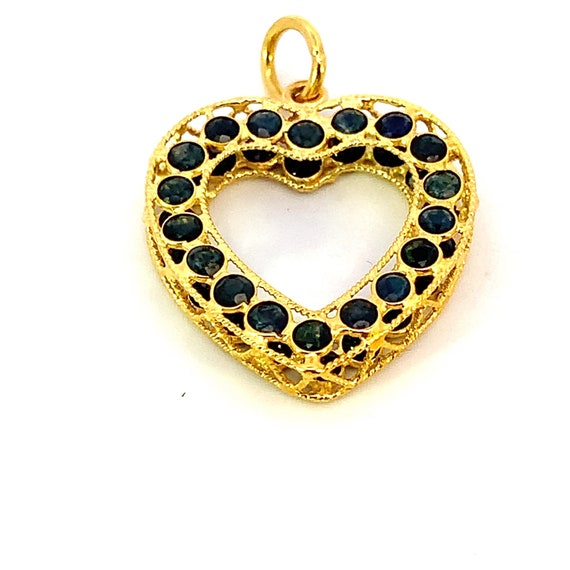 Vintage estate 18k yellow gold heart shaped filig… - image 1