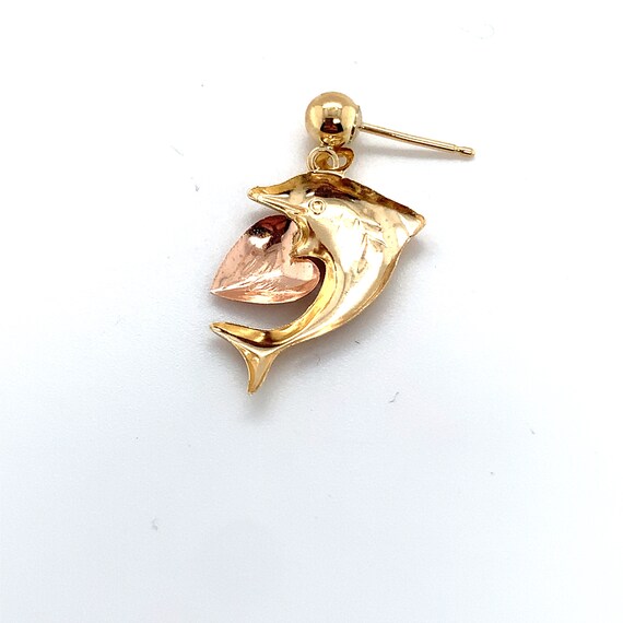 vintage estate 14k yellow and rose gold dolphin a… - image 3