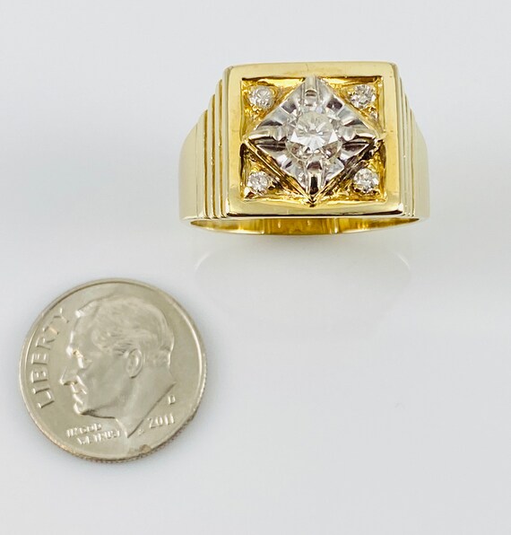 Vintage Men’s 14K Yellow and White Gold Diamond R… - image 3