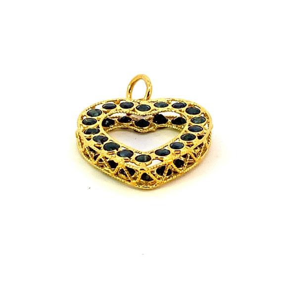 Vintage estate 18k yellow gold heart shaped filig… - image 4