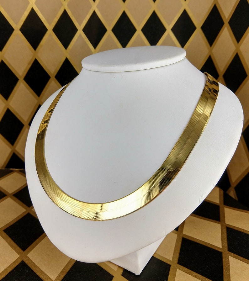 Vintage 10k 10mm Herringbone Chain/Necklace Etsy