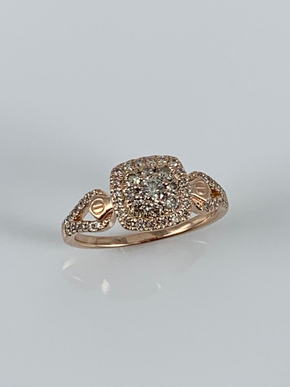 14k strawberry gold Le Vian halo ring chocolate an