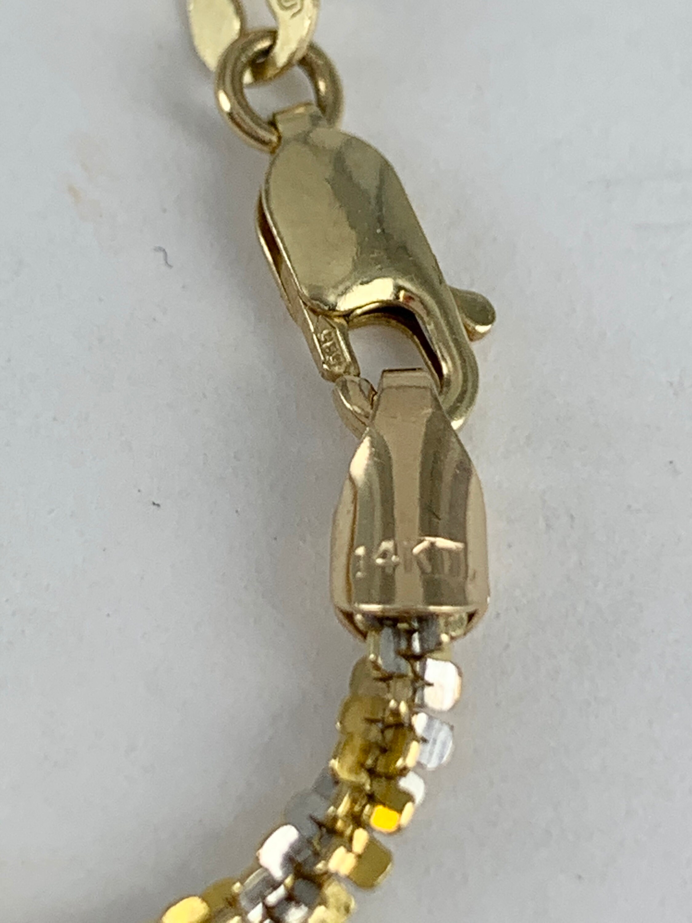 Vintage 7” 14K Yellow and White Gold Twisted Sparkle Chain