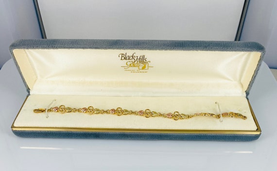 Vintage 10K Black Hills Gold Bracelet with Leaf a… - image 2