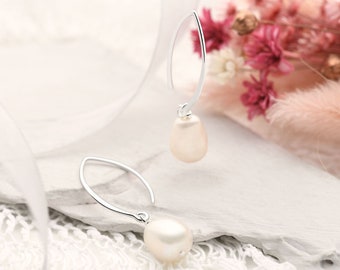 Pearl and Sterling Silver 925 Drop Earrings