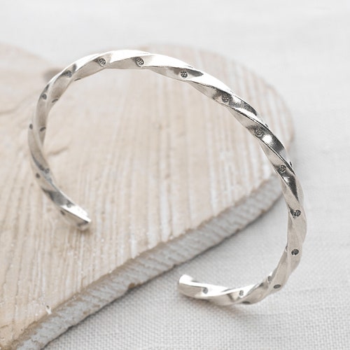 Handmade Sterling retailer Silver 925 Twist Stamped Bangle